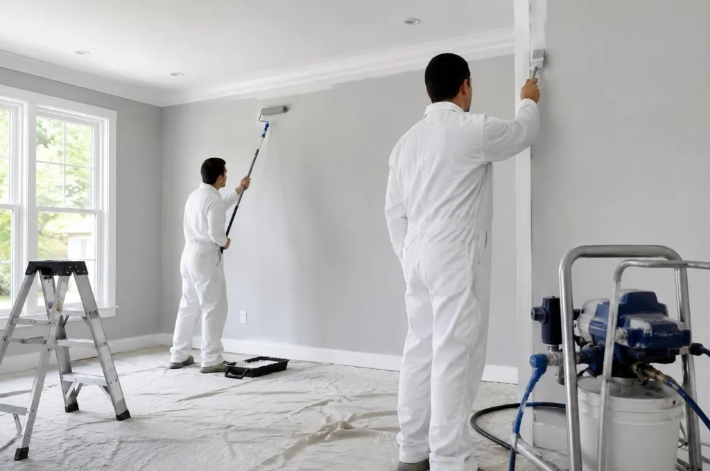 Pintura decorativa tipo estuco veneciano en pared interior